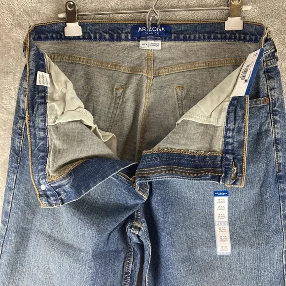 Arizona Jeans Mens 36x36 Flex Relaxed Straight Sits Below Waist Blue Denim - Picture 9 of 16
